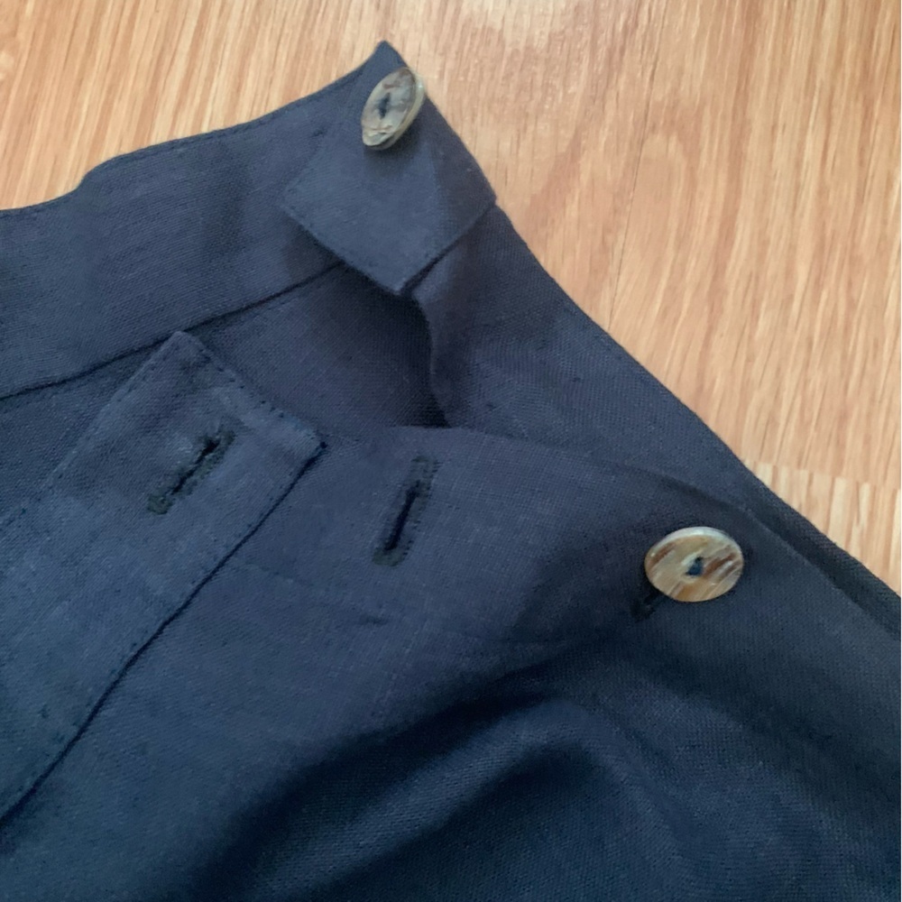 Poleci Navy Blue Linen A-line Button-up Skirt Size 28 - Picture 5 of 7